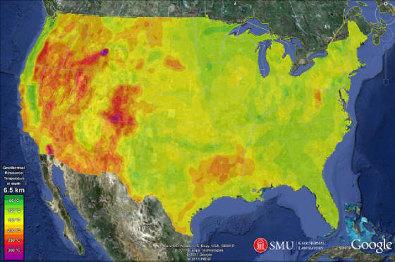 MAP OF EXISTING GEOTHERMAL IN USA